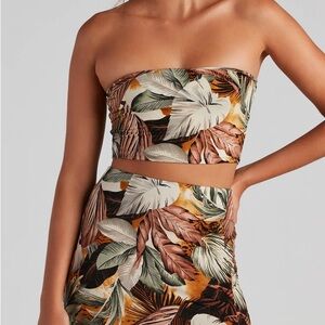 Windsor Tropical Leaf Print Maxi Skirt